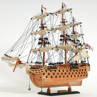 Handmade HMS Victory Sailboat Fully Assembled Plank on Bulkhead Décor Model Ship