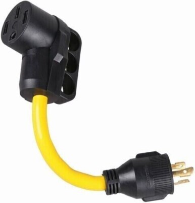 12'' RV Power Cord Generator Adapter Locking 30A Male 3-Prong Plug to 50A Female