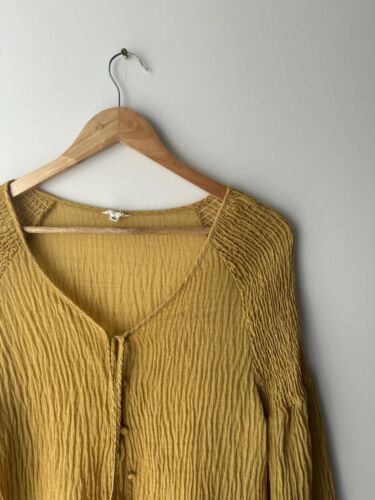 Little Lies Women's Size 8 Blouse Cotton Silk Blend Yellow Gold Metallic - Foto 1 di 9