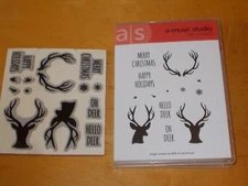 A-MUSE STUDIO HELLO DEER cling stamp set with coordinating dies NEW
