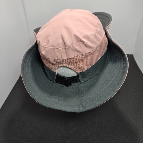 Girl's Sun Shade hat one size adjustable strap mesh Dusty Rose/Grey - Picture 8 of 9