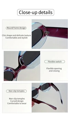 Large Trendy Black Blue Pink Color Oval Frame Sunglasses | eBay