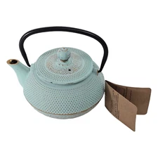Chinese Cast Iron Teapot Turquoise Patina 6.5" L Tea Kettle New w/ Tag
