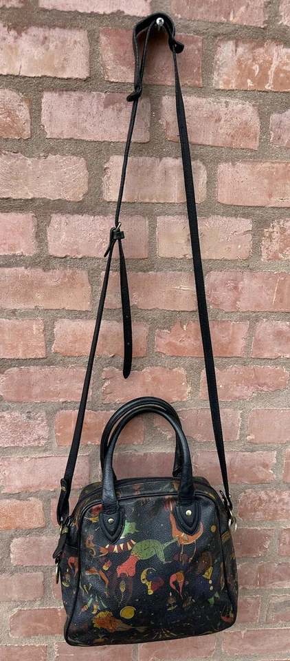 Bolso de Hombro Piero Guidi ANGEL Circo Mágico Cartera de Cuero Negro Hecho en Italia🎬 Foto 4 de 4