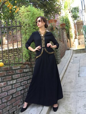 evening dresses 1940 style Vintage 1940s Black Sequined Evening Dress main image 0