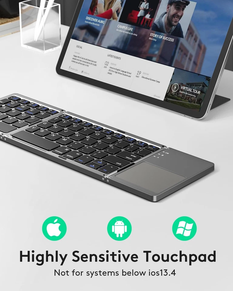 Foldable Bluetooth Keyboard with Touchpad - Samsers Portable Wireless Keyboar... - Image 3 of 4