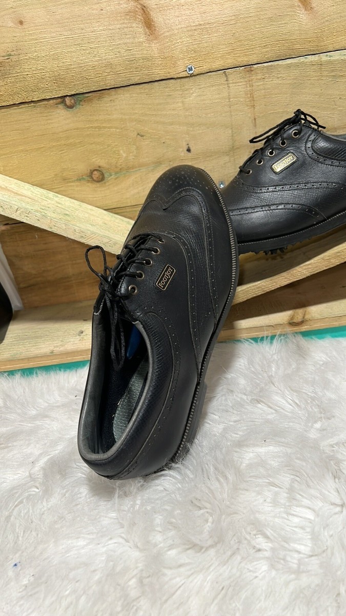 FOOTJOY DryJoys Black Leather Golf Shoes #53449 Mens Size 10.5 M