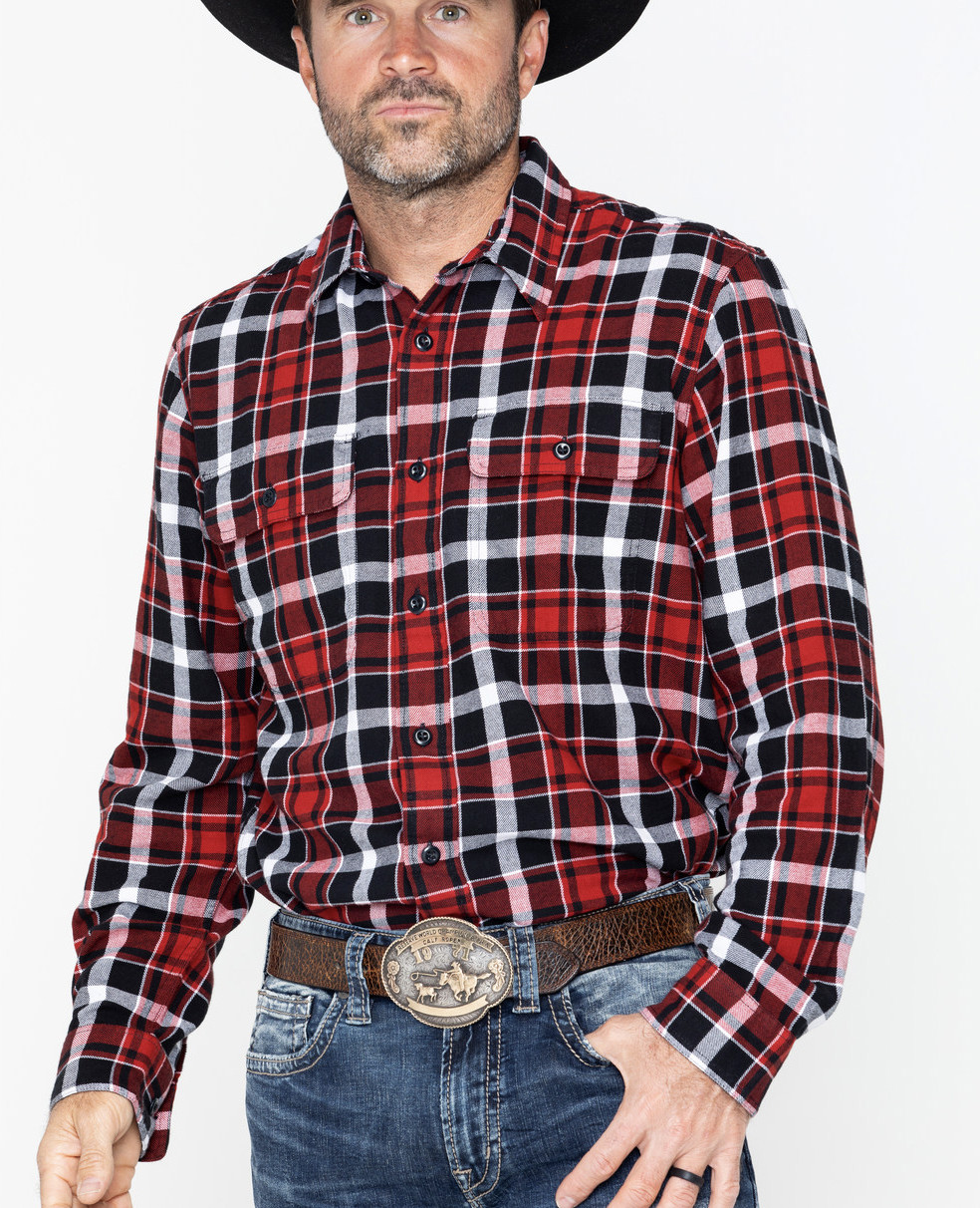 Filson Men's Scout Shirt Plaid Long Sleeve Red Black White 2XL XXL NWT Rare