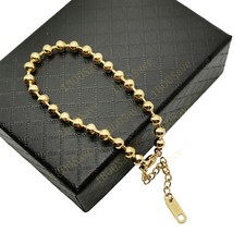 Solid 18K Yellow Gold Filled Tarnish-Free 8"/10" 4mm Italian Bead Chain Bracelet
