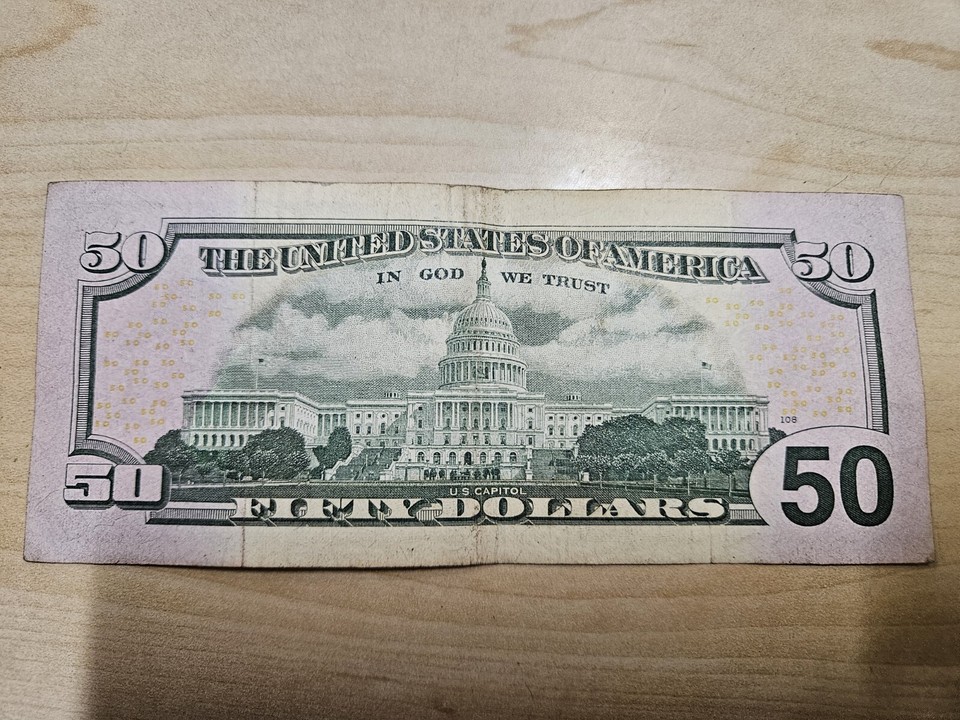 50 Dollar Bill Partial Beginning Ladder Cool Fancy Serial Number MB
