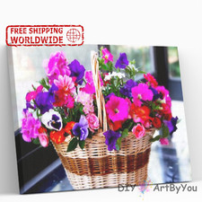 Paint By Numbers Kit Flower Abstract Canvas Home Adult Wall Framed Draw DIY Kids