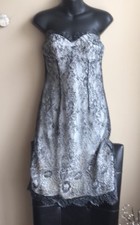 ABS Collection Womens Black Lace Dress Nude Lining Formal Sz 4 Strapless