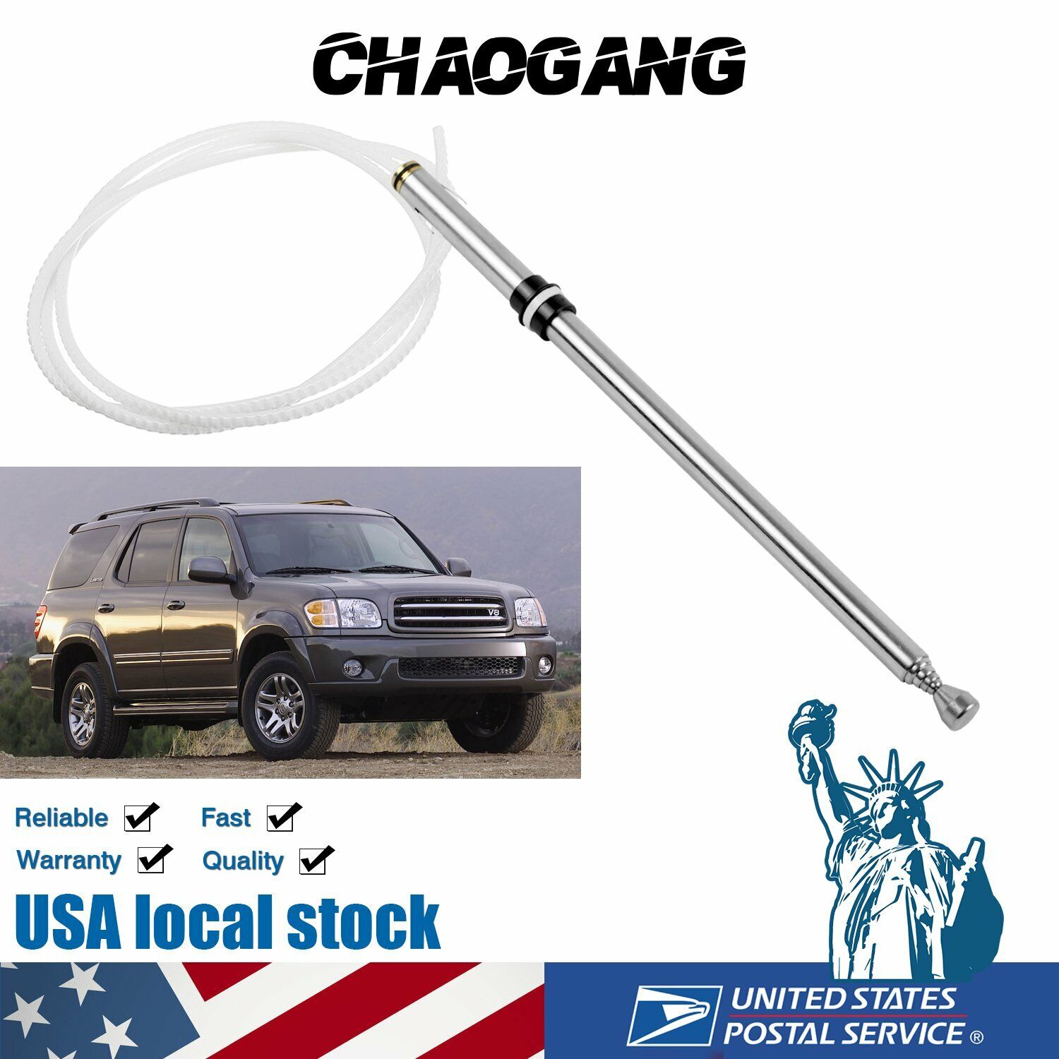 Car Replacement Power Aerial AM/FM Radio Antenna Mast Cable for Toyota Sequoia 01-07 86337AF011 