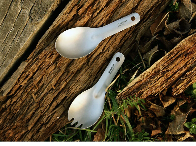 Titanium Spoon Spork Portable Ultralight Healthy Camping Backpacking Tableware - Image 4 of 4