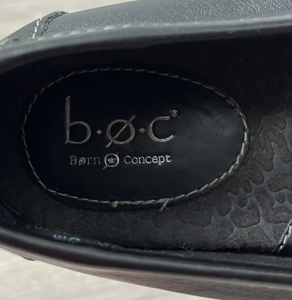 BOC Shoes Born On Concept Black Leather Slip On Loafer Womens Size 9
