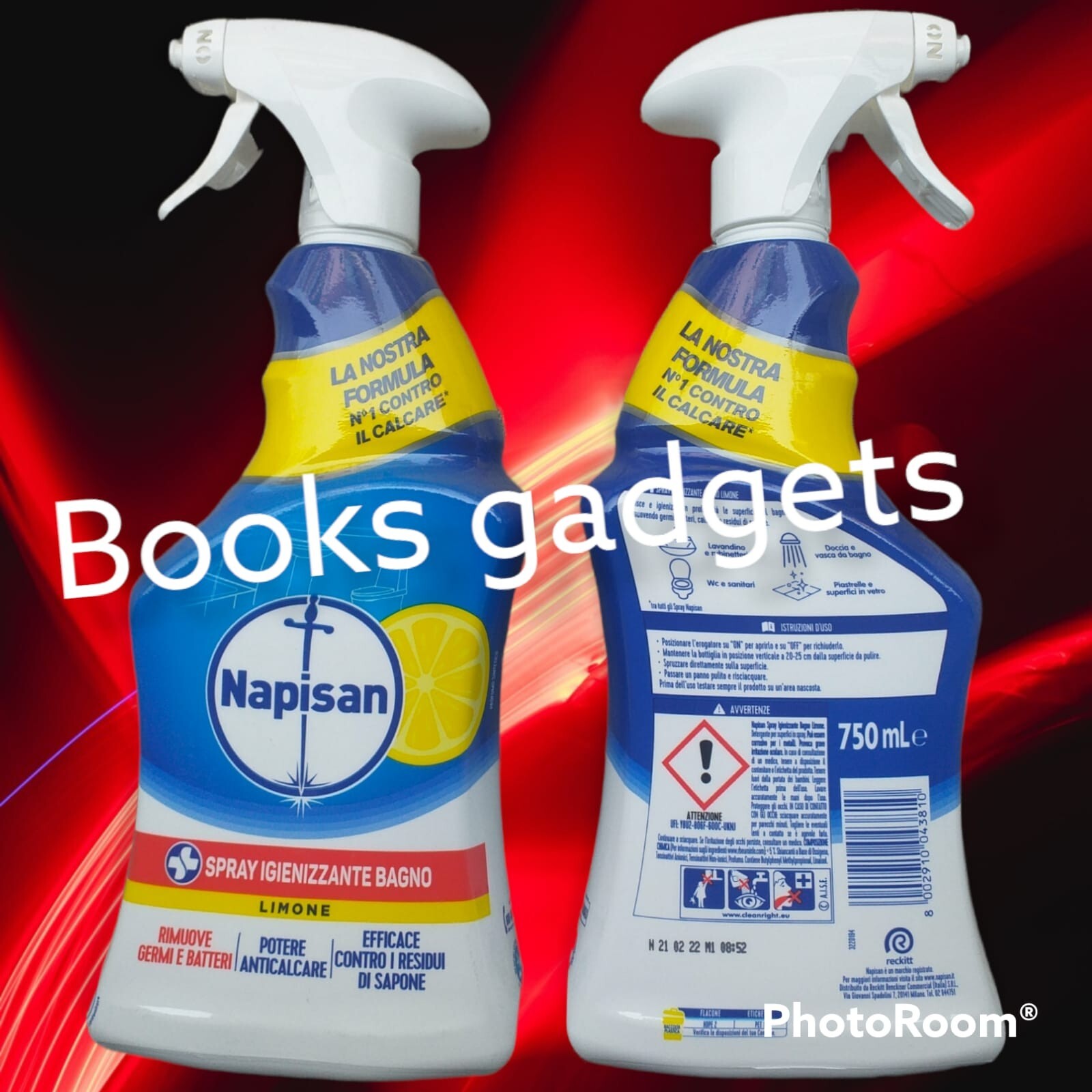 8 pz Napisan Spray Igienizzante Bagno Igiene Profonda Limone e Menta 750ml