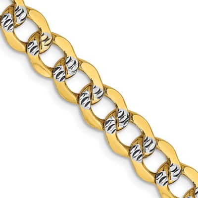 14k Two-tone Gold 6.75mm Semi-Solid Curb Chain Necklace 20'' 16.94g for Mom