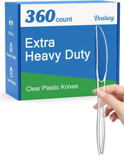 360 Count Extra Heavy Duty Clear Plastic Knives Disposable, Bpa-Free, Heat Resis