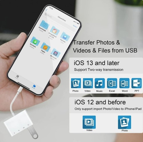 Portable 4 in 1 USB Camera SD TF Card Reader Adapter For iPhone iPod iPad IOS 13 - Picture 2 of 16