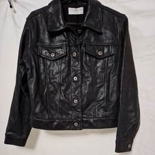 Liz Claiborne Petite 100% Leather Medium Black Jacket