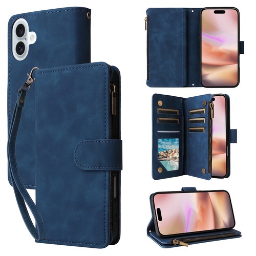 For iPhone 16 15 14 13 12 11 Pro Max Zipper Leather Wallet Flip Stand Phone Case - Picture 27 of 77