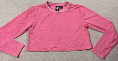Ideology Long Sleeve Athletic Halter Top Shirt Women Medium Pink Mesh Breathable