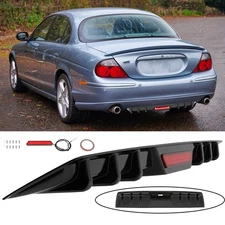 Glossy Black Rear Bumper Diffuser Spoiler W/ LED Light For Jaguar S-Type 1999-08