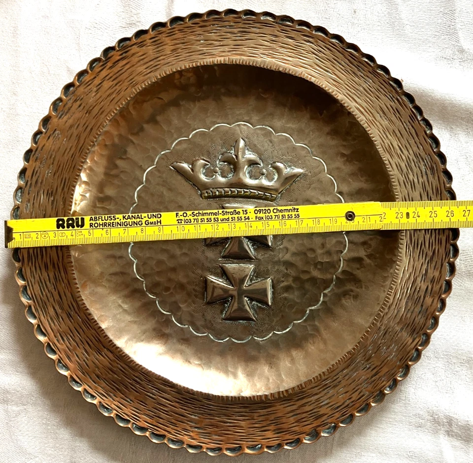 Historischer Kupfer-Teller Wappen Deutscher Orden Deutschland Pommern Danzig - Bild 3 von 4
