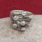 Vtg Anna Greta Eker AGE Sterling Silver Jester Ring 5 Prong Norway Size 7 - READ
