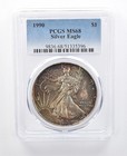 1990 American Silver Eagle MS68 PCGS Blue/Green Tone a8163 — photo 1
