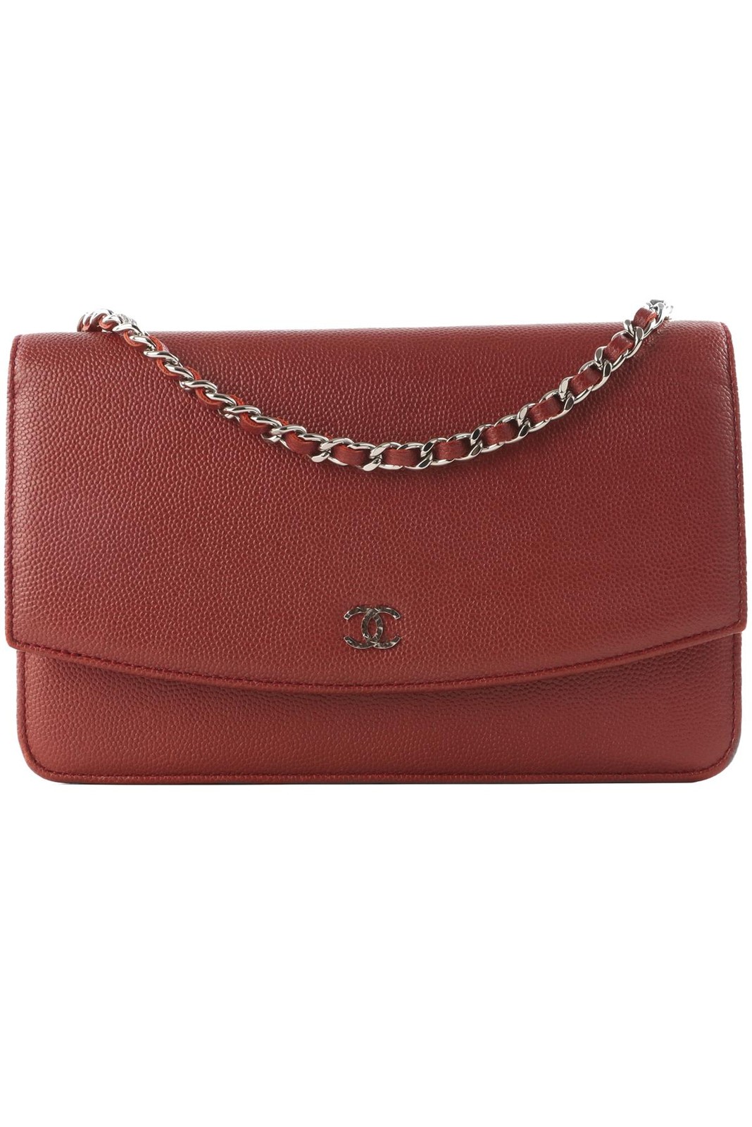 CHANEL RED 2012 SEVRUGA WALLET ON CHAIN CAVIAR LEATHER CROSSBODY BAG