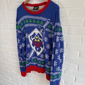 Legend Of Zelda Hylian Shield Nintendo NES Ugly Christmas Sweater Adult 2XL