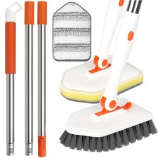 Long Handled Scrub Brush for Shower  3-in-1 Cleaning Brushes with 3 Orange