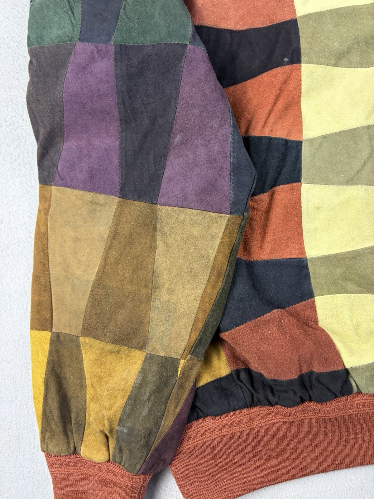 Vintage Leather Patchwork Windbreaker Jacket Adul… - image 8