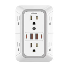 POWRUI 6-Outlet USB Wall Charger Surge Protector - White