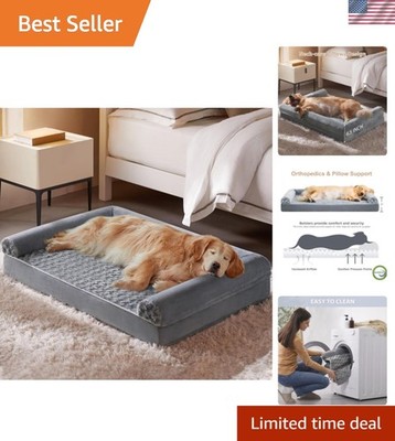 Luxury Orthopedic Dog Bed for Large Breeds - Waterproof & Washable Plush Comfort