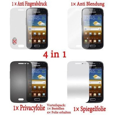 4x Protection Films for Samsung Galaxy ACE 1 Privacy Mirror Matt Fingerprint