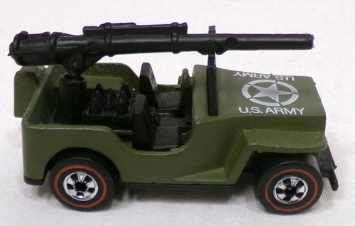 Vintage Redlines Hot Wheels Green U.S. Army Loose Jeep Car 1970 Hong Kong