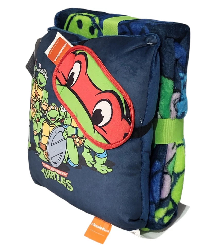 Nickelodeon Teenage Mutant Ninja Turtles Juego de Regalo de 3 Piezas Almohada Máscara de Ojos NUEVO Foto 2 de 4
