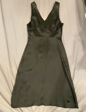 Hugo Boss Black V-neck A-Line Dress Size 2 Little Black Dress 100% Silk
