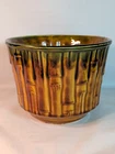70s McCoy Bamboo Planter Flower Pot Exotic Brown Drip Tiki Retro Drip Glaze 377