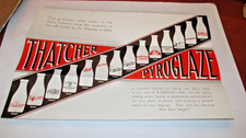 THATCHER MILK BOTTLE MAILER POSTER 1930'S "PYROGLAZE!" ELMIRA, NY, ADVERT