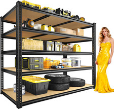 48" W Garage Shelving Heavy Duty 3200LBS Garage Storage Shelving, 5 Tier Adjusta