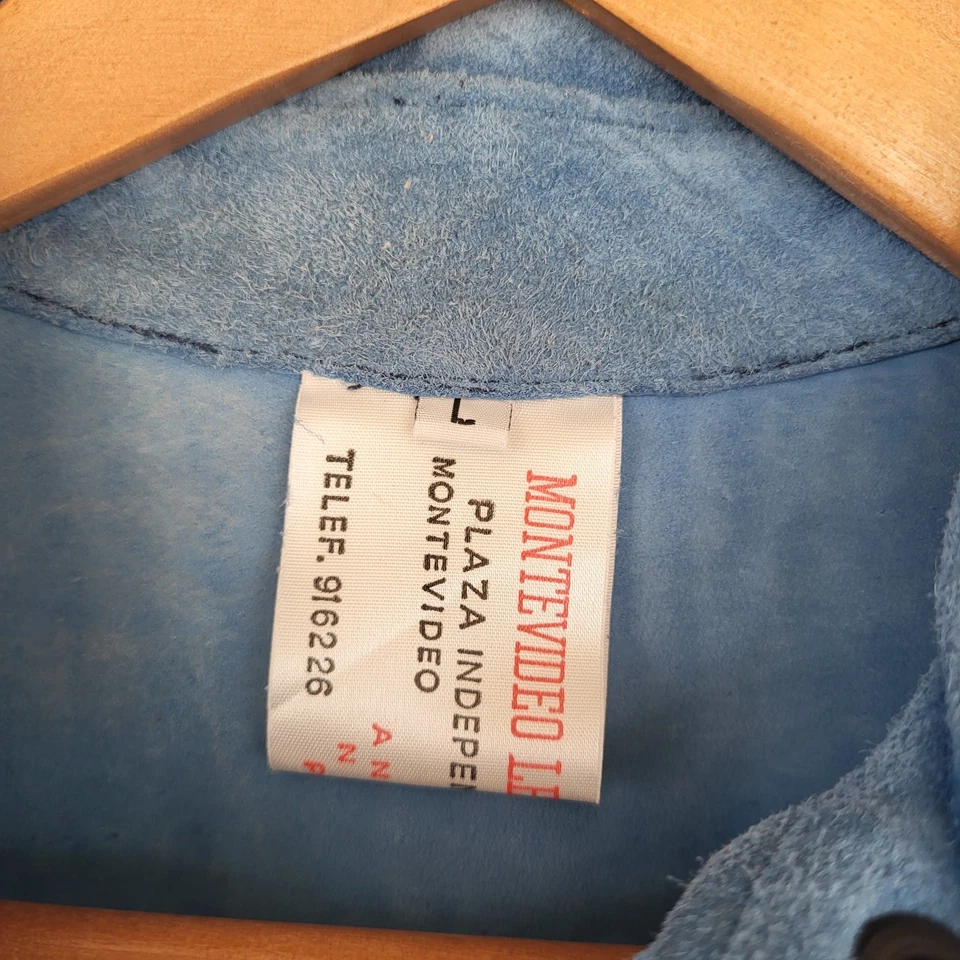 MONTEVIDEO Leather Factory Suede Pearl Snap Western Shirt Men's Large Sky Blue - Image 3 of 4