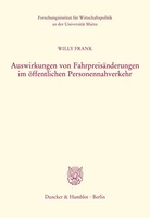 Willy Frank | Auswirkungen Von FahrpreisäNderungen Im öFfentlichen...