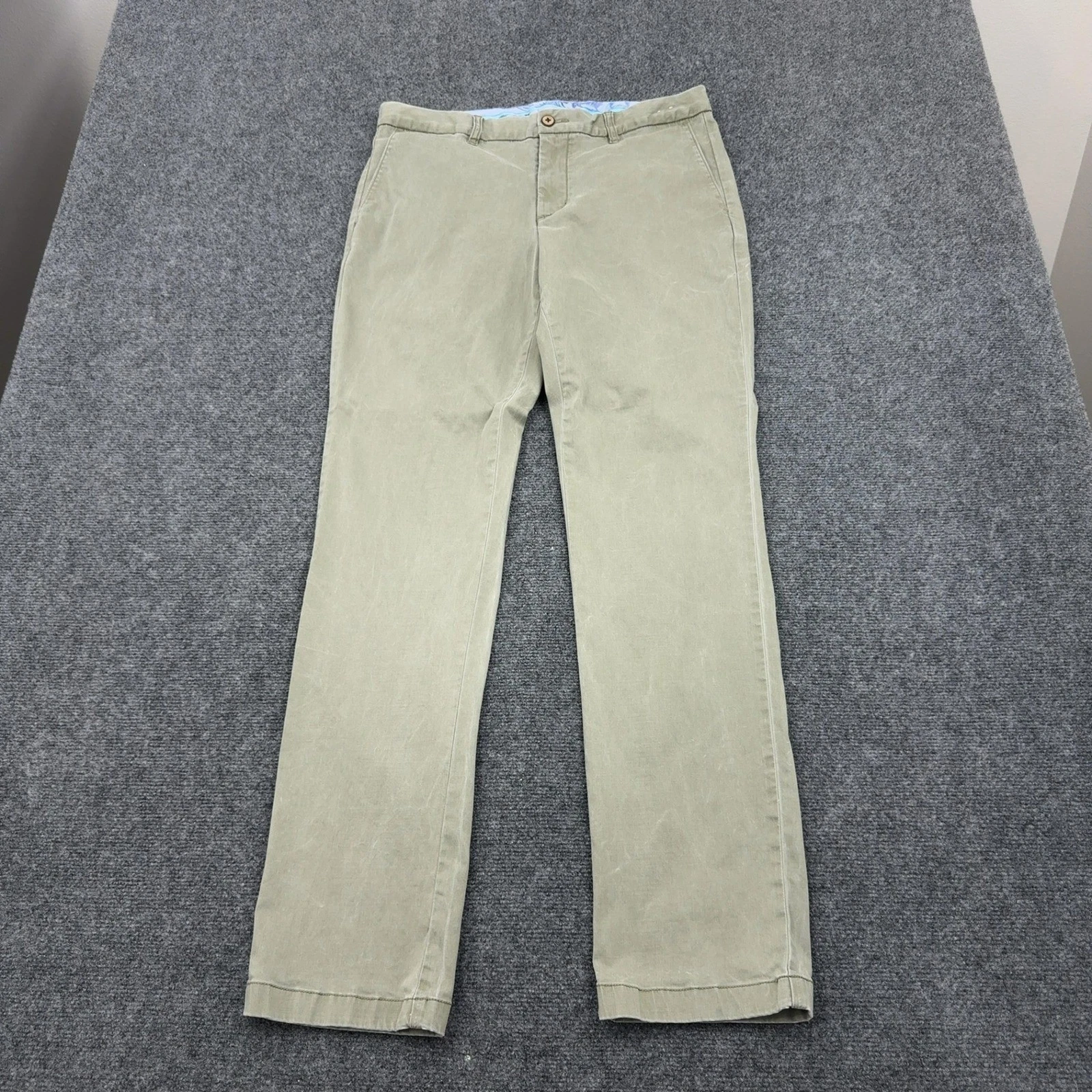Tommy Bahama Pants Mens 34x34 Green Cotton Tencel Blend Flat Front Chino Casual