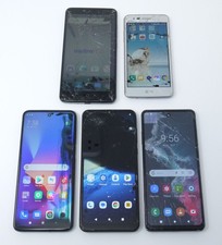Lot of 5 Smartphones - Working but Cracked & ...