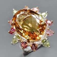 Popular 22 ct Natural Citrine Quartz Ring 925 Sterling Silver Size 7 /R431671