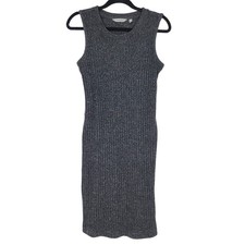 Athleta Sleeveless Gray Heathered Ribbed Sweater Dress Size Small
