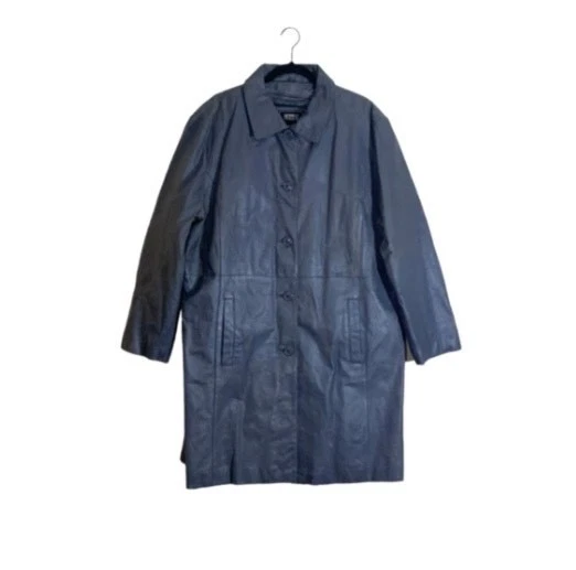 Men's J & J New York Genuine Leather Winter Coat Gray Size 4X Knee Length